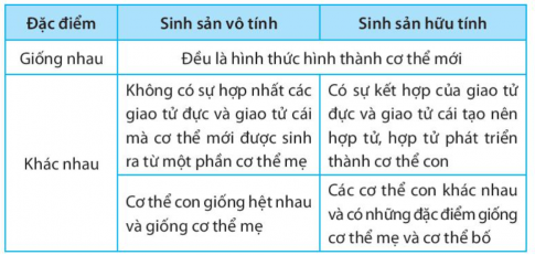 So sánh nhân giống vô tính và nhân giống hữu tính