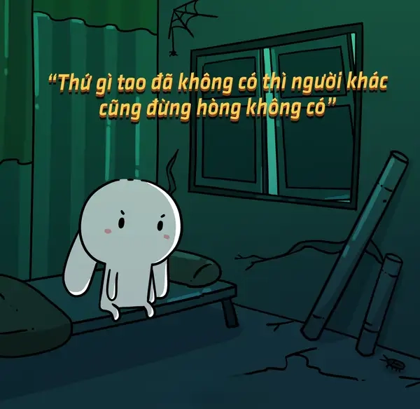 Meme thỏ hồng khóc này cực kỳ dễ thương và cảm động.